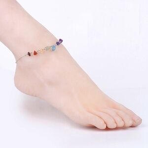 Chakra, Natural Healing Gemstone Chip Anklet